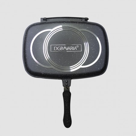 256004 Parrilla doble placa de inducción DGBAVARIA antiadherente NEGRA 32 cm