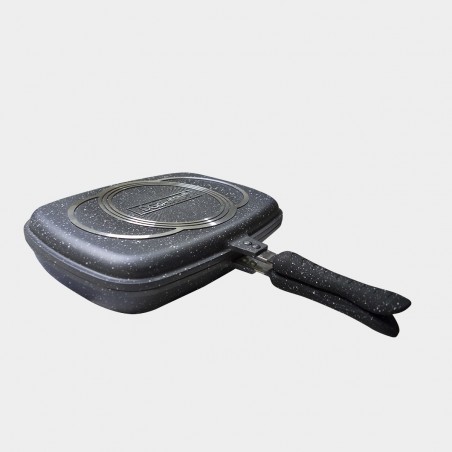 256004 Parrilla doble placa de inducción DGBAVARIA antiadherente NEGRA 32 cm