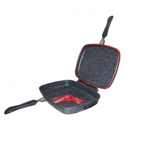 256004 Parrilla doble placa de inducción DGBAVARIA antiadherente NEGRA 32 cm