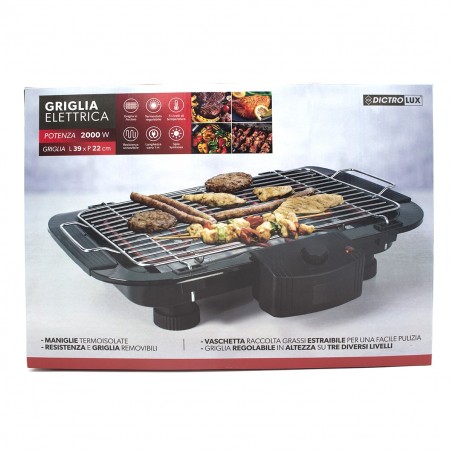 892904 Parrilla eléctrica 2000W Dictrolux 39x22 cm 5 niveles de temperatura