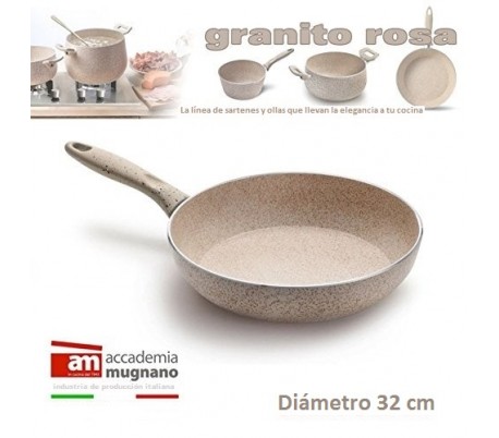 Sartén 32 cm antiadherente de efecto piedra y revestimiento Diamond Tech - Accademia Mugnano GRANITO ROSA 
