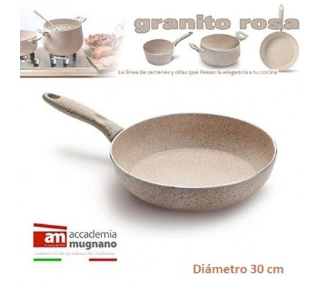 Sartén 30 cm antiadherente de efecto piedra y revestimiento Diamond Tech - Accademia Mugnano GRANITO ROSA 