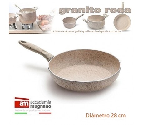 Sartén 28 cm antiadherente de efecto piedra y revestimiento Diamond Tech - Accademia Mugnano GRANITO ROSA 