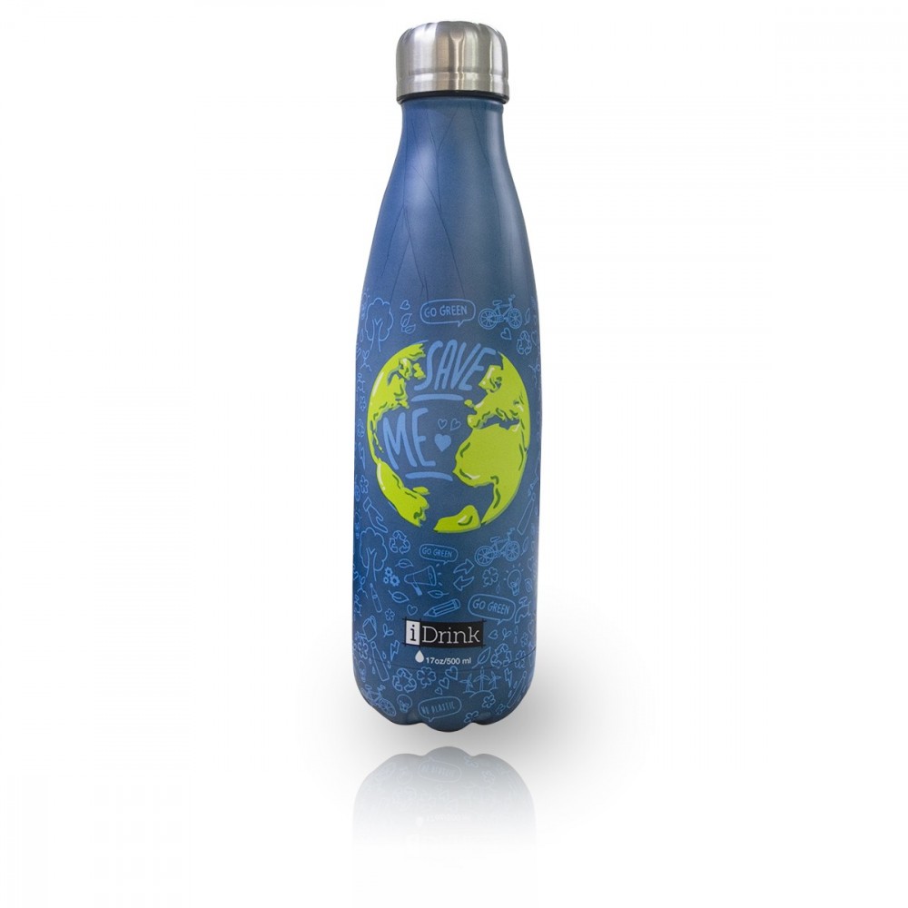 ID0033 Botella en acero de doble cámara WORLD reutilizable 500ml SIN BPA