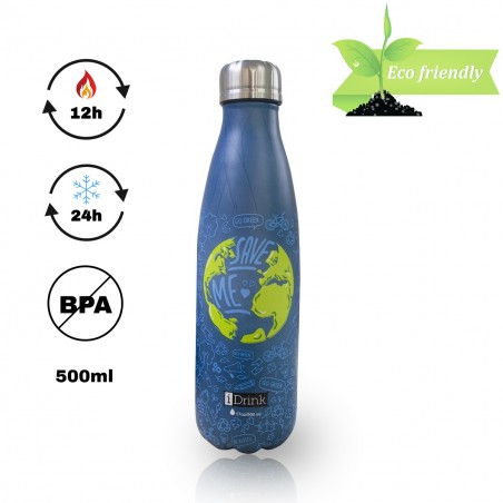ID0033 Botella en acero de doble cámara WORLD reutilizable 500ml SIN BPA
