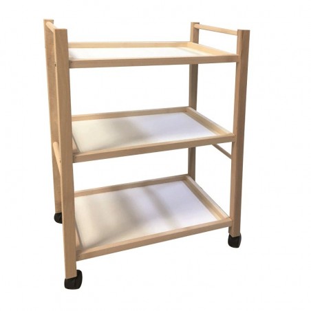 Carro de cocina en madera de haya art.536 portaobjetos 3 niveles 28x39xh65cm