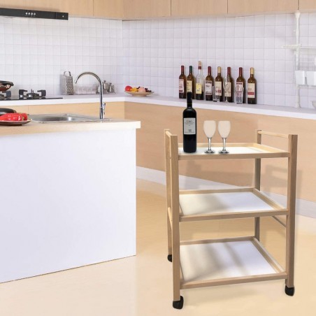Carro de cocina en madera de haya art.536 portaobjetos 3 niveles 28x39xh65cm