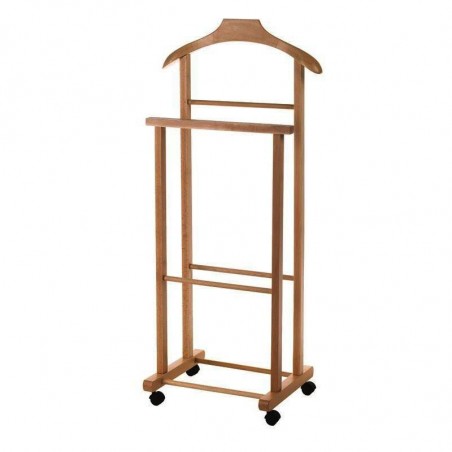 Colgador de ropa en madera de haya 2 montantes 4 ruedas 43x33x105 h cm