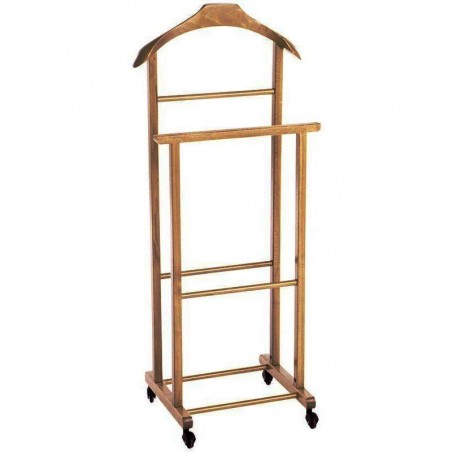 Colgador de ropa en madera de haya 2 montantes 4 ruedas 43x33x105 h cm