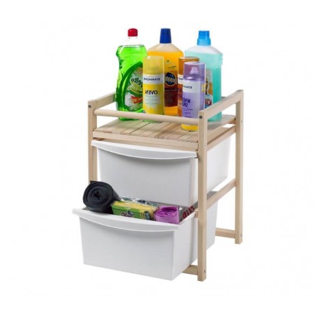 Cómoda en madera Ahorra Espacio 2 cajones y 1 balda 36x34xh50 cm