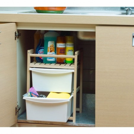 Cómoda en madera Ahorra Espacio 2 cajones y 1 balda 36x34xh50 cm