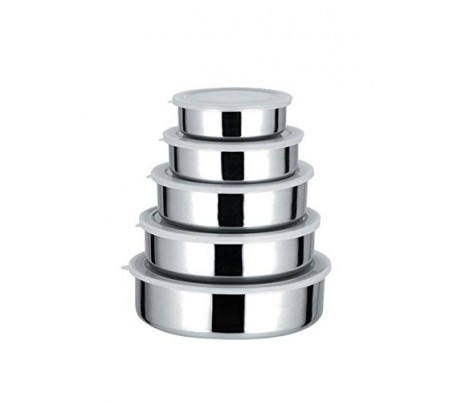 Set de 5 cuencos de acero - Contenedor de alimentos con tapa / Aptos para la nevera - WELKHOME