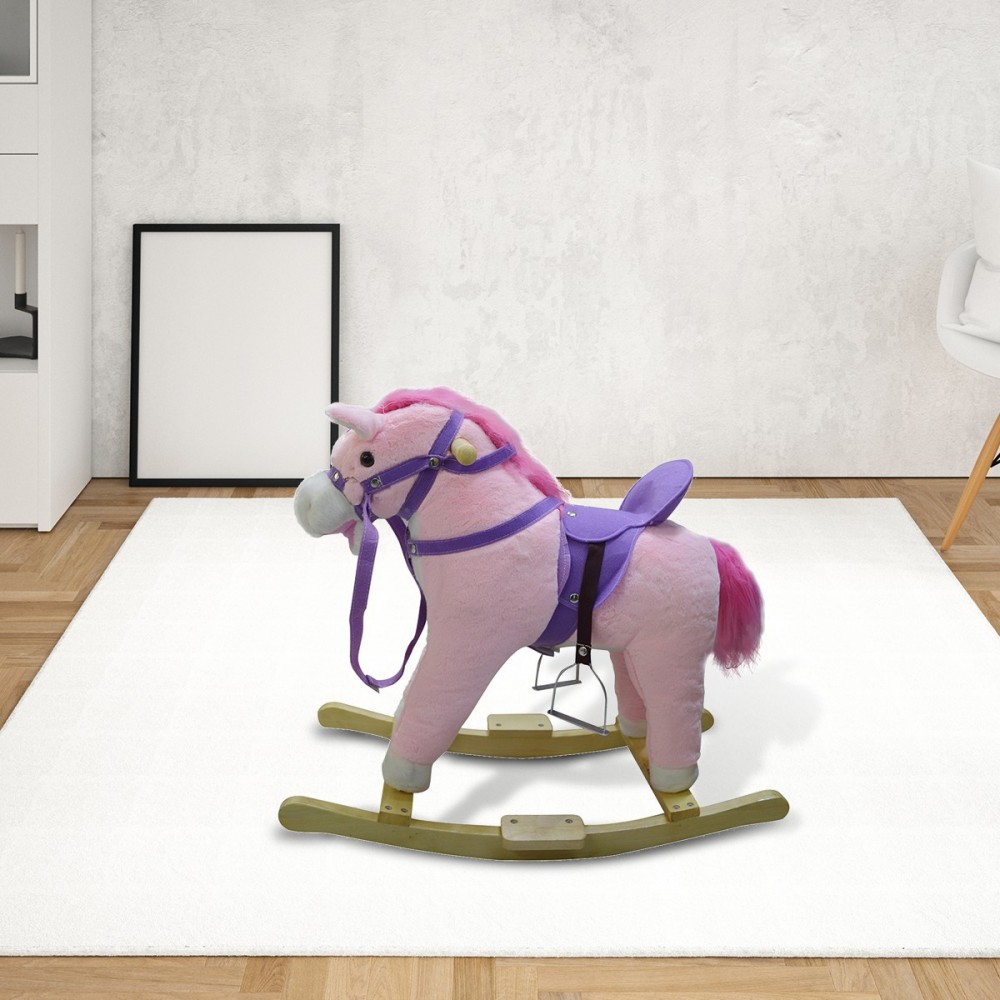 432013 Caballo de peluche mecedora de madera...