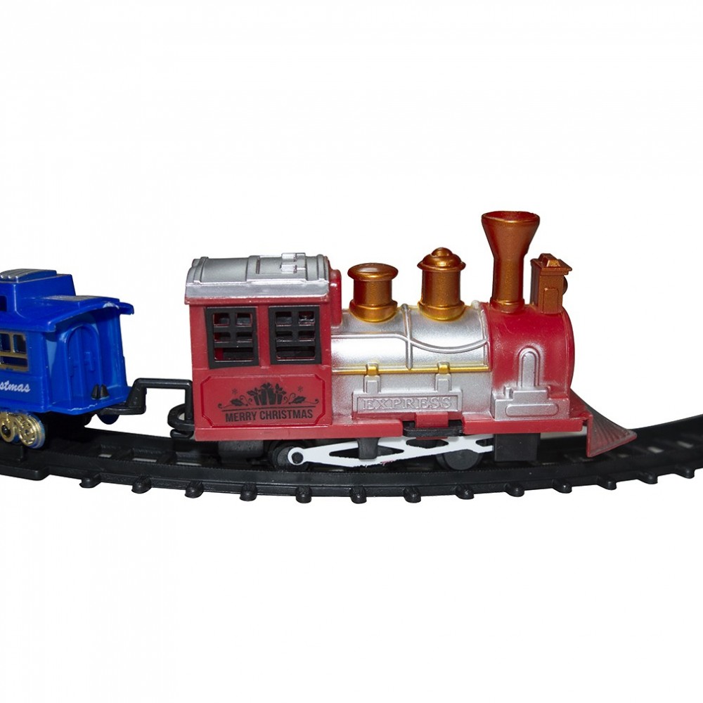 258053 Tren navideño para árbol con vía y rompecabezas 3D 21Pz longitud 250cm