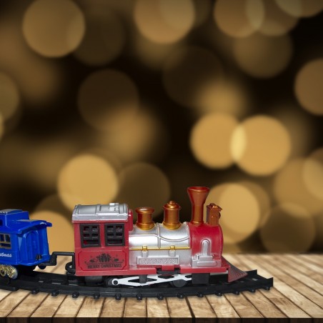 258053 Tren navideño para árbol con vía y rompecabezas 3D 21Pz longitud 250cm