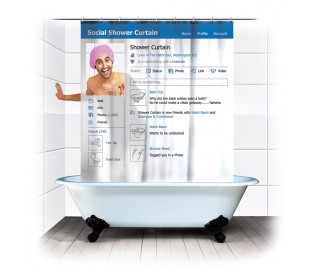Cortina de ducha "Red Social" 180x180 cm con una ventana transparente para tu avatar