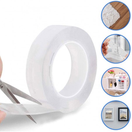 784095 Cinta adhesiva doble cara extra fuerte sin rastro 3,5cmx5mt TRANSPARENTE