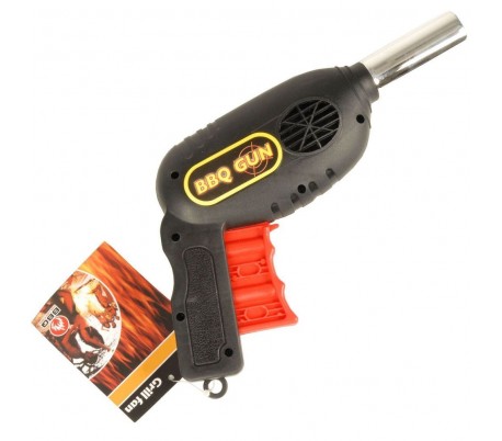 Pistola de aire en compresión para avivar la brasa la barbacoa la hoguera