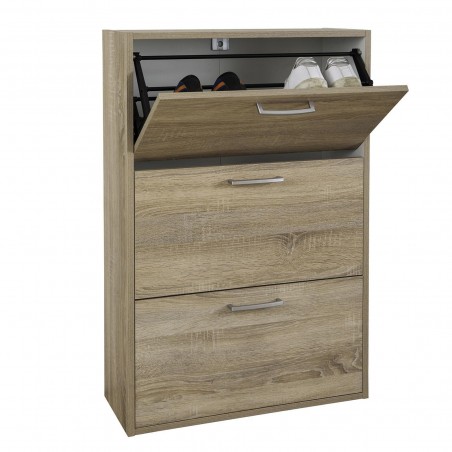 Zapatero con 3 puertas TWICE 63x24xh120 cm en madera MDF Doble Fondo