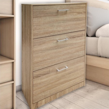 Zapatero con 3 puertas TWICE 63x24xh120 cm en madera MDF Doble Fondo