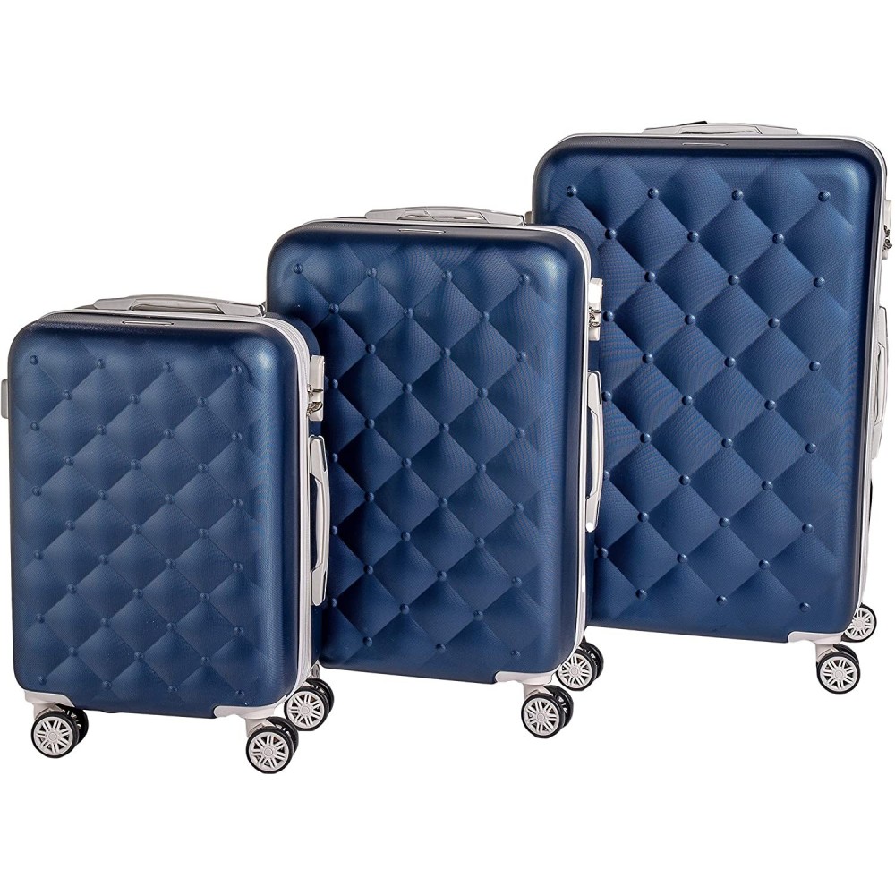 6065015 Set 3 maletas de viaje Coveri Collection ABS BERLIN Azul y Blanco