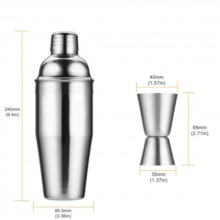 Kit 12 + 1 piezas de Barman con base de madera y guía para cóctel de acero