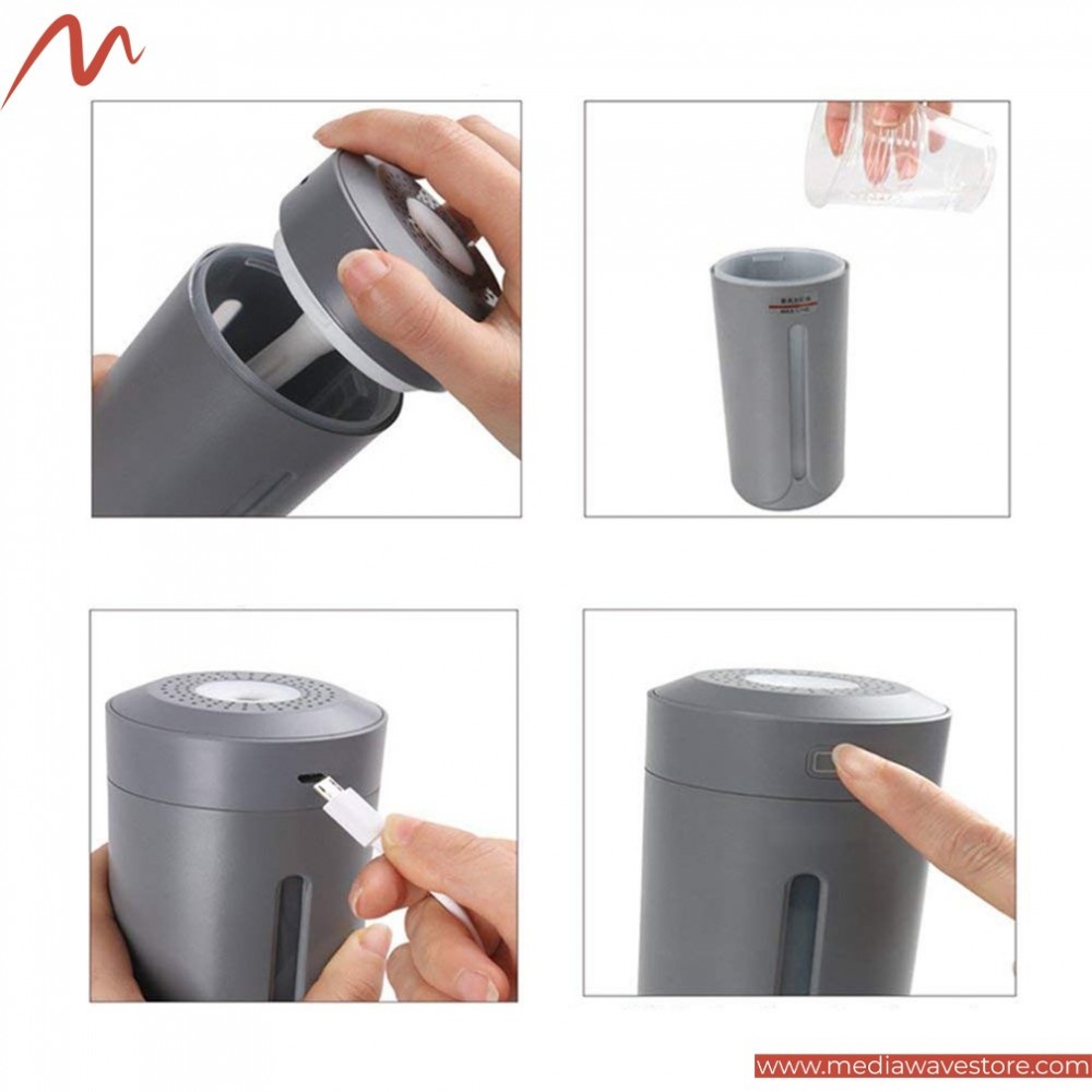 Dispensador de fragancia ambiente con LED 7 colores y humidificador gris 230ml