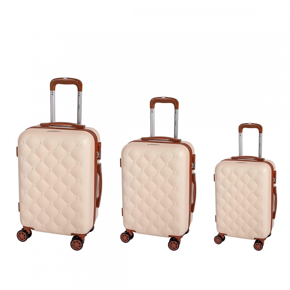 6065013 Set 3 maletas de viaje Coveri Collection ABS BERLINO Beige y Marrón