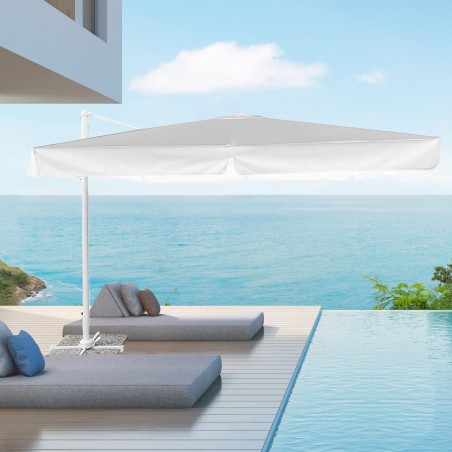 Sombrilla plegable Blanca FUBUCA VENEZIA brazo cuadrada 3x3m con columna lateral
