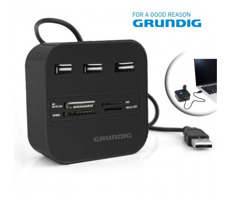 Lector de tarjetas USB 2.0 Grundig HUB 7 en 1 - GRUNDIG