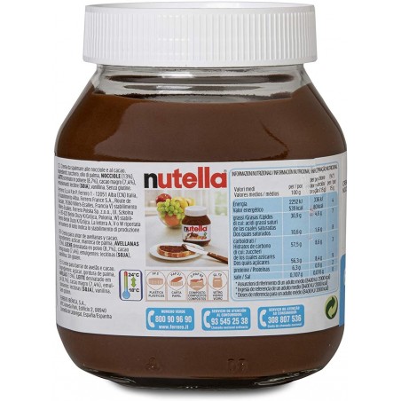 Tarro de cristal Ferrero Nutella 600gr con crema de avellanas y cacao