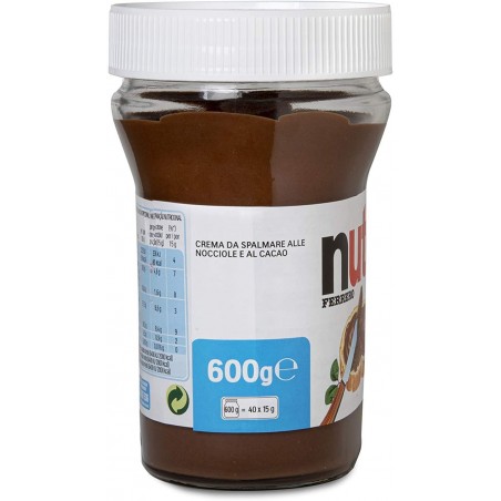 Tarro de cristal Ferrero Nutella 600gr con crema de avellanas y cacao