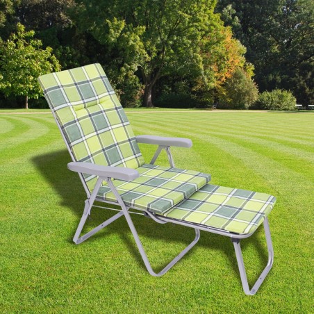 068250 Tumbona plegable y reclinable BOSTON con reposapiés extraíble