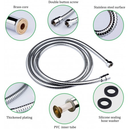 368455 Manguera de ducha RILUX 150 cm en metal para ducha con conexión 1/2 "