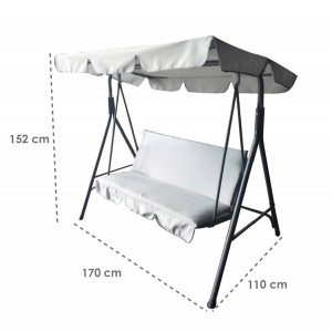 349005 Mecedora Beige 3 plazas con estructura acero... 2