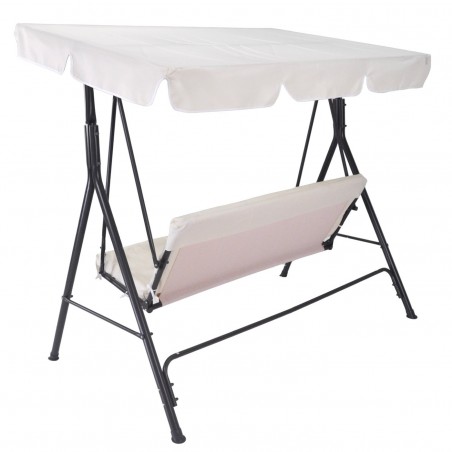 349005 Mecedora Beige 3 plazas con estructura acero 170x110x152cm tubo 16mm