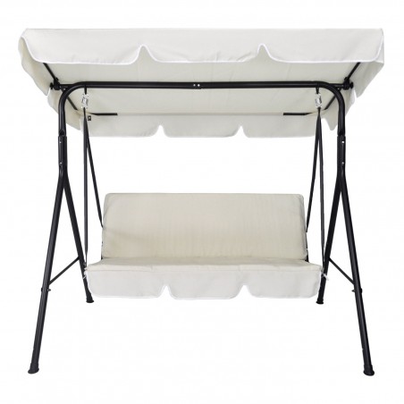 349005 Mecedora Beige 3 plazas con estructura acero 170x110x152cm tubo 16mm