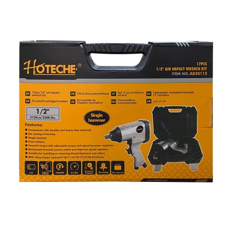 A830122 Destornillador de aire comprimido HOTECHE 1/2 pulgada estuche 17 piezas