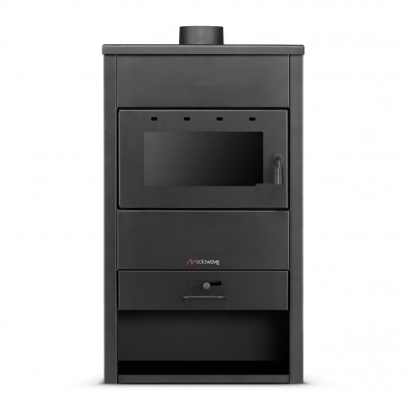 Estufa de leña FUBUCA B1 con compartimento para leña 9 KW 46,5X 39X80H cm 100m3