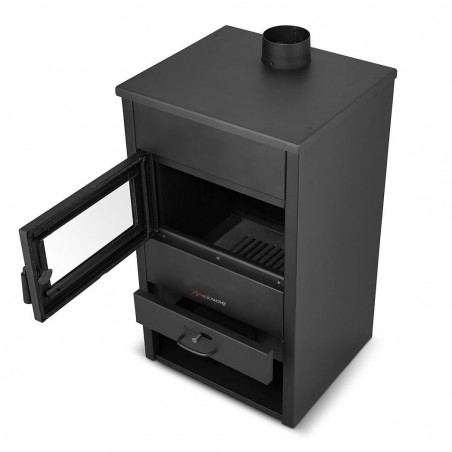 Estufa de leña FUBUCA B1 con compartimento para leña 9 KW 46,5X 39X80H cm 100m3