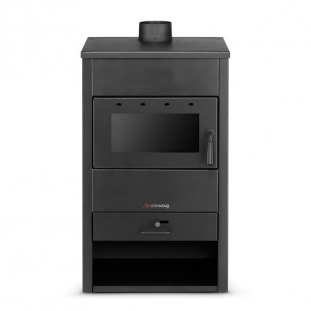 Estufa de leña FUBUCA B1 con compartimento para leña 9 KW 46,5X 39X80H cm 100m3