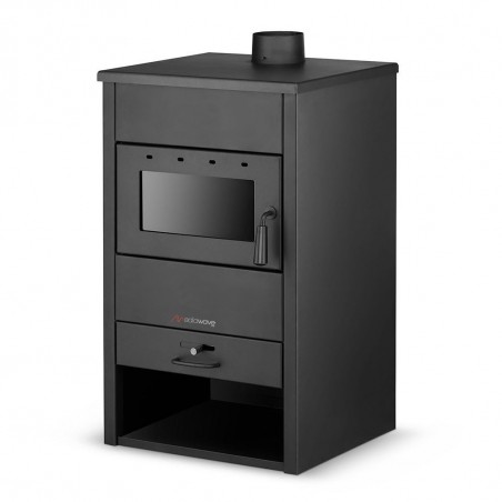 Estufa de leña FUBUCA B1 con compartimento para leña 9 KW 46,5X 39X80H cm 100m3