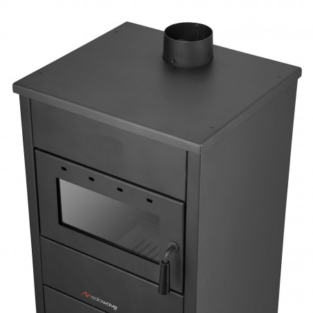 Estufa de leña FUBUCA B1 con compartimento para leña 9 KW 46,5X 39X80H cm 100m3