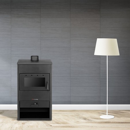 Estufa de leña FUBUCA B1 con compartimento para leña 9 KW 46,5X 39X80H cm 100m3