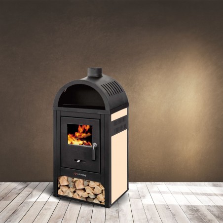 Estufa de leña DIPLOMAT LUX compartimento para leña 10KW 48x45x100h 120m3 cm