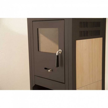 Estufa de leña DIPLOMAT LUX compartimento para leña 10KW 48x45x100h 120m3 cm