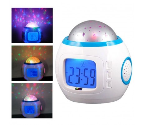 Reloj digital de proyección con pantalla LCD despertador con fecha y temperatura - Proyector de estrellas para la iluminación