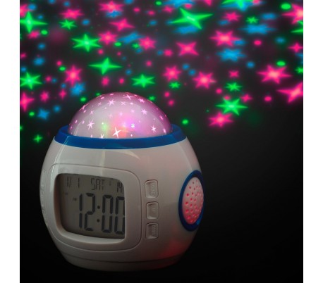 Reloj digital de proyección con pantalla LCD despertador con fecha y temperatura - Proyector de estrellas para la iluminación