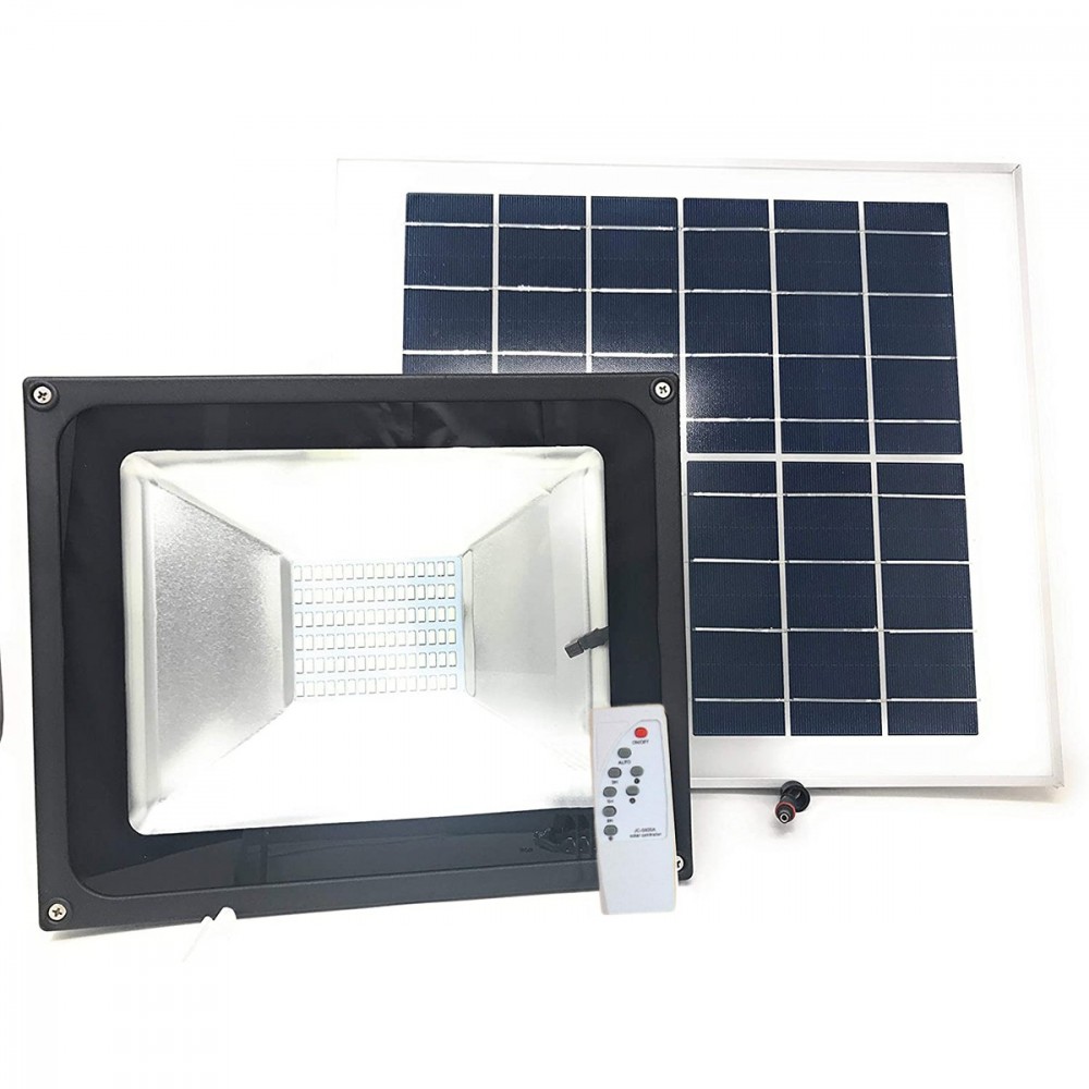 011200 Faro 200W frío LED energía solar con crepúsculo y mando a distancia 6500k