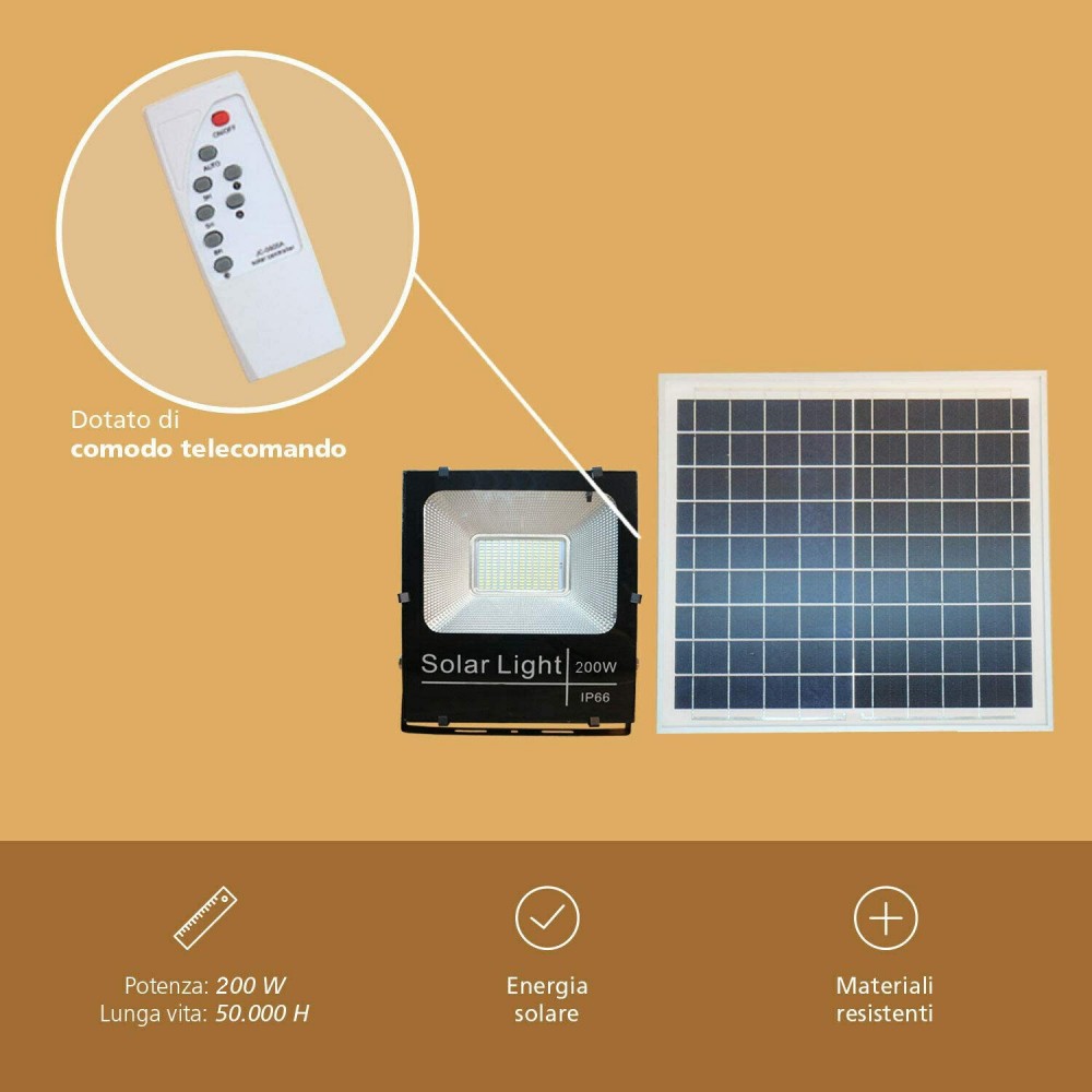 011200 Faro 200W frío LED energía solar con...